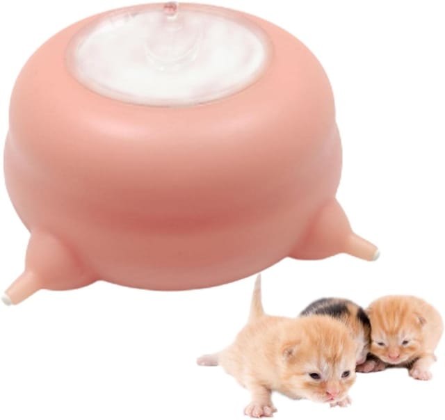 Welpen-Futterautomat, Silikon-Welpen-Milchspender mit 4 Saugern Selbstfütterungsgerät zum Stillen kleiner Katzen und Hunde 200 ml