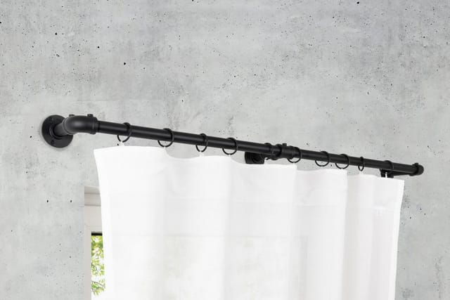 ondeco Gardinenstange Industrie ausziehbar für Verdunkelungsvorhänge Raumabdunkelung Vorhangstange Fenster Wandmontage Teleskopstange 22/25 - Schwarz