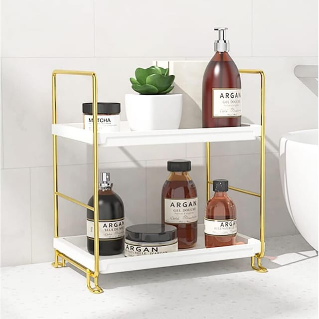 2-stöckiges Make-up-Regal, Gewürzregal für die Küche oder Organizer für die Badezimmerablage