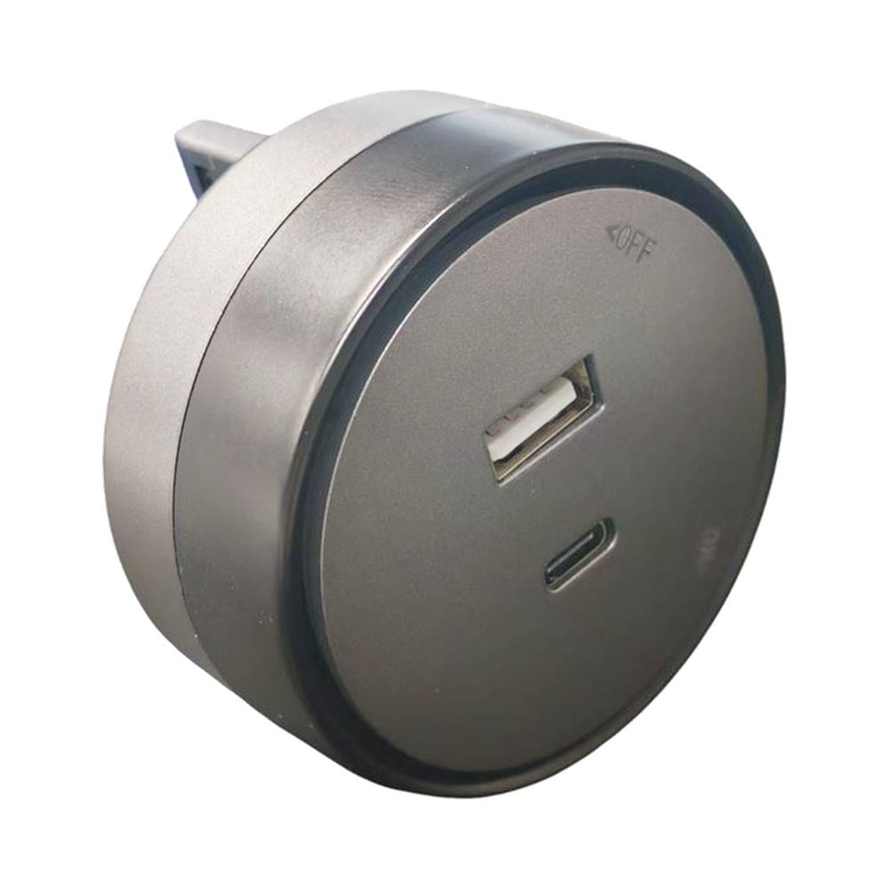Ettroit Usb-a + Usb-c 12w Plug&ampplay-buchse Für Gray-schienensystem Etg3002
