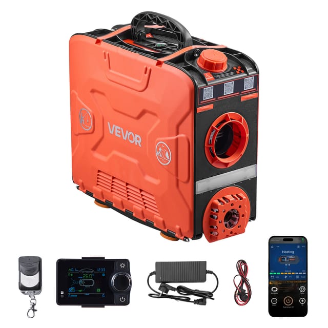 Vevor Dieselheizung 8 Kw Dc 12 V Tragbarer All In One Diesel-lufterhitzer Mit Bluetooth-app-steuerung, Fernbedienung & Lcd-bildschirm, 4,5 L Kraftstofftank Für Fahrzeuge Transporter Wohnmobile