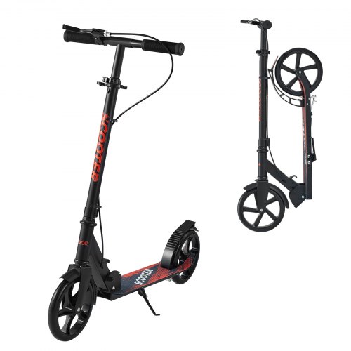 VEVOR Scooter (2 Räder) für Kinder ab 8 Jahren, Cityroller Kinderroller Straßenroller mit höhenverstellbarem Lenker & rutschfestem Deck & Handbremse, faltbarer Tretroller bis zu 100 kg, Schwarz