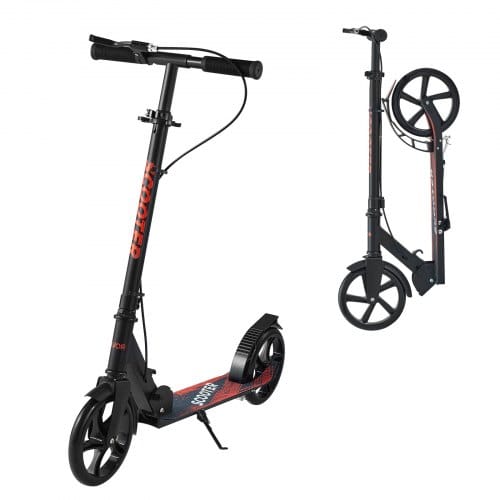 VEVOR Scooter (2 Räder) für Kinder ab 8 Jahren, Cityroller Kinderroller Straßenroller mit höhenverstellbarem Lenker & rutschfestem Deck & Handbremse, faltbarer Tretroller bis zu 100 kg, Schwarz