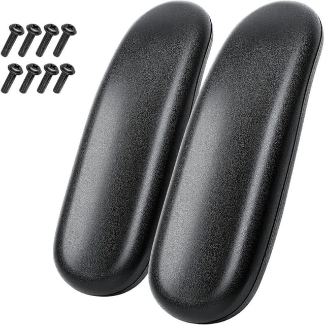 2 x Universelle Ersatz-Armlehnenkissen (255 x 75 x 40 mm) für Bürostühle, inklusive Befestigungsschrauben, Schwarz