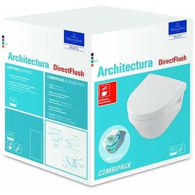 Villeroy&boch - Combi-Pack Architectura 350x480x340mm Oval wandhängend Abgang waagerecht Direct-Flush, Weiß Alpin