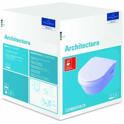 Villeroy & Boch Combi-Pack ARCHITECTURA inkl. Wand-WC tief und WC-Sitz weiß 5684H1R1