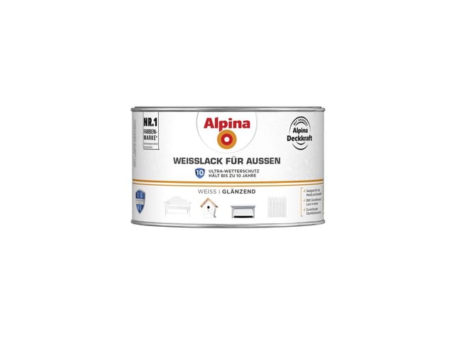 Weißlack, für Außen, glänzend, 300ml - Alpina