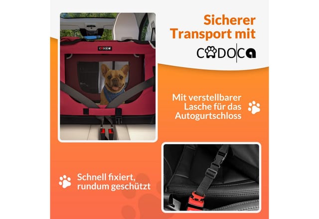 Hundetransportbox faltbar Katzentransportbox Transportbox Autobox Hundebox Box versch. Größen Farbwahl s - Dunkelrot - Cadoca