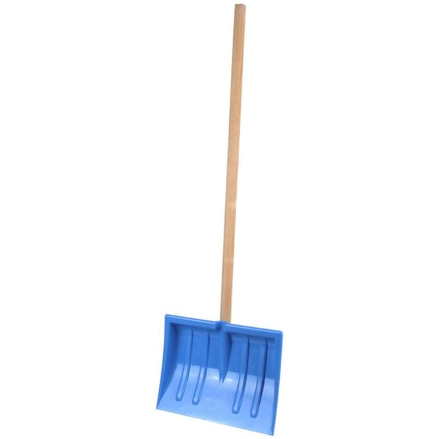 Kinder Schneeschieber blau mit Holzstiel Schneeschaufel Schneeräumer Schippe