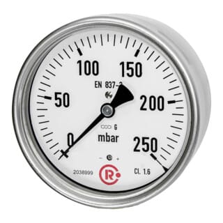 Riegler Kapselfedermanometer, G 1/2 hinten zentrisch, 0 - 160 mbar, Ø 100
