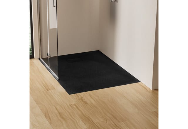 Emke - Duschwanne Duschtasse Flach Anti-Rutsch smc Duschwanne Zuschneidbar, 90x90cm, Schwarz
