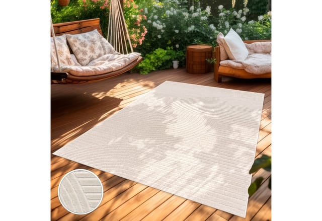 Paco Home - Outdoor Teppich Wetterfest Balkon Wohnzimmer Skandinavisches Boho Einfarbig 160x230 cm, Creme 2