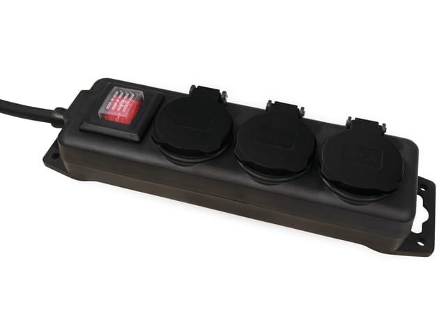 Mc Power - mcpower Steckdosenleiste, 3-fach, Schalter, IP44, Außenbereich, schwarz