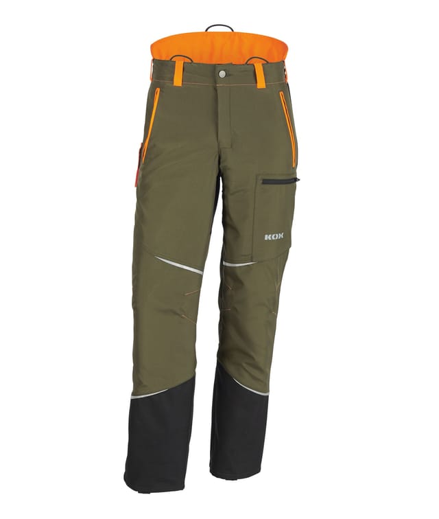 KOX - Schnittschutzhose Mistral 3.0 Grün/Orange Größe 106 schlank und groß