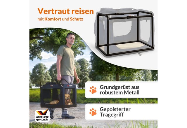 Hundetransportbox faltbar Katzentransportbox Transportbox Autobox Hundebox Box versch. Größen Farbwahl s - Navy Blau - Cadoca