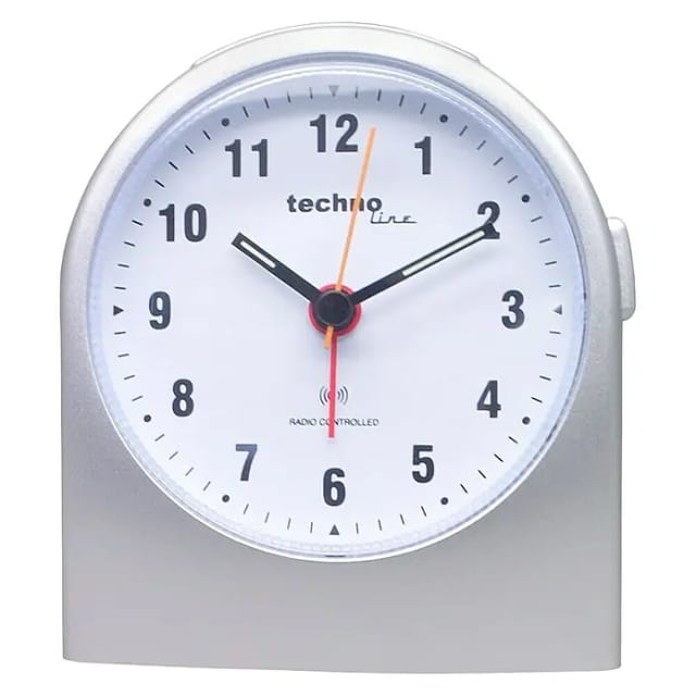 Techno Line WT 753 Funk Wecker Silber Alarmzeiten 1 Fluoreszierend Zeiger 1 Timerzeit