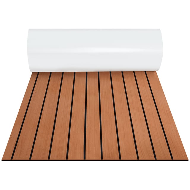 SWANEW Bodenbelag Matte Deck Teppich Antirutschmatte Teak EVA Schaum Braun 240x60cm