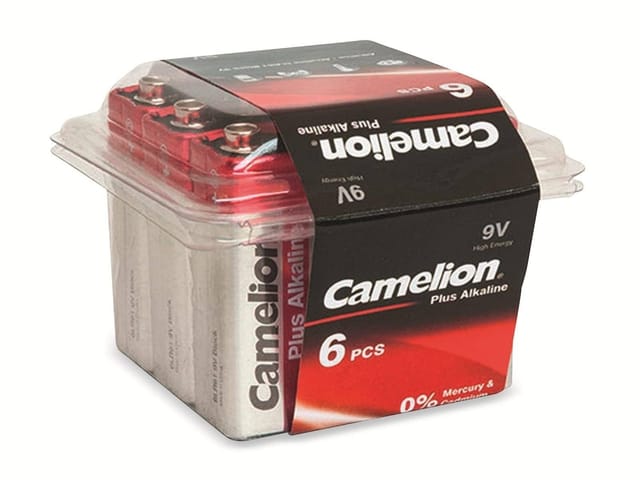 9V-Blockbatterie, Plus Alkaline, 6 Stück - Camelion