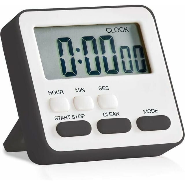 Jalleria - 24-Stunden-Digital-Küchentimer, großes Display, akustischer Alarm (schwarz)