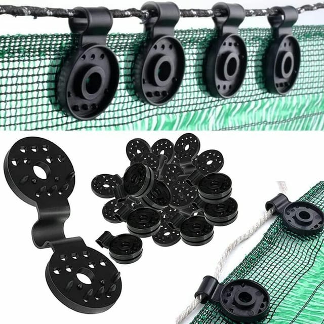 Jalleria - 100 Stück Clips für Schattentücher, Befestigungsclips für Planen, Spezialclip mit Kunststofföse, UV-behandelte Befestigungsclips für