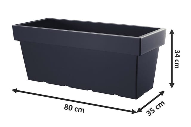 Xxl Pflanzkübel eckig in anthrazit - 80 x 35 cm - Kunststoff Blumenkübel groß - Outdoor Garten Blumentopf Pflanztopf Blumenkasten Pflanzkasten
