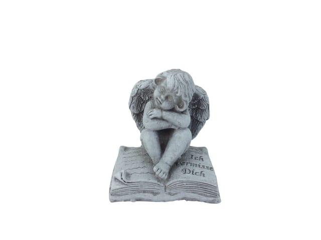 Grabschmuck Engel mit Buch 7 x 6 cm grau Skulptur - Trendline