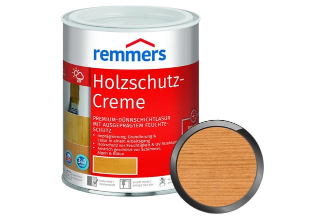 Remmers Holzschutz-Creme 3in1 pinie/lärche, 0,75 Liter, tropffreie Holzlasur für aussen, 3facher Holzschutz mit Imprägnierung + Grundierung + Lasur