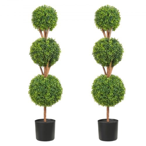 Vevor Buchsbaumkugel Künstlich 122cm Hoch Garten Deko Buchsbaum Im Blumentopf Kugel Künstlich Buchskugel Kunstpflanze Aus Pe, Holz, Pp Inkl. 2 Stk. Dekorative Led-leuchten Und 10 Stk. Ersatzblätter