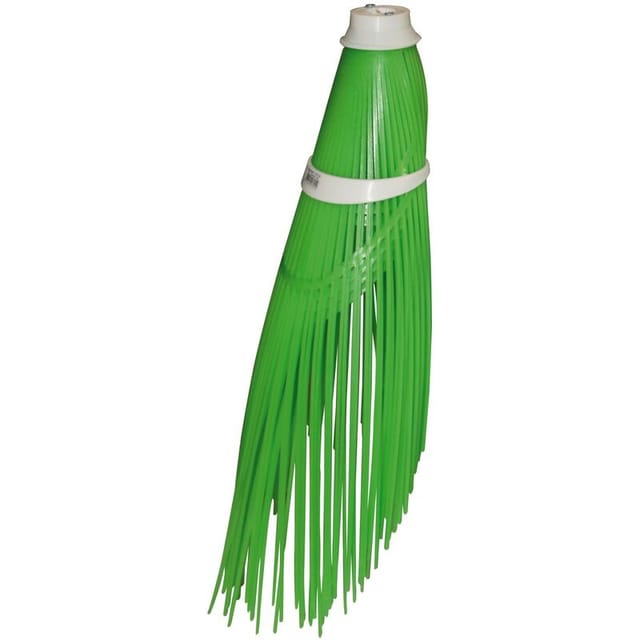 58 cm langer Besen in grünem Gewinde -Polypropylen mit geneigtem Schnitt für Brixo Outdoor -Umgebungen