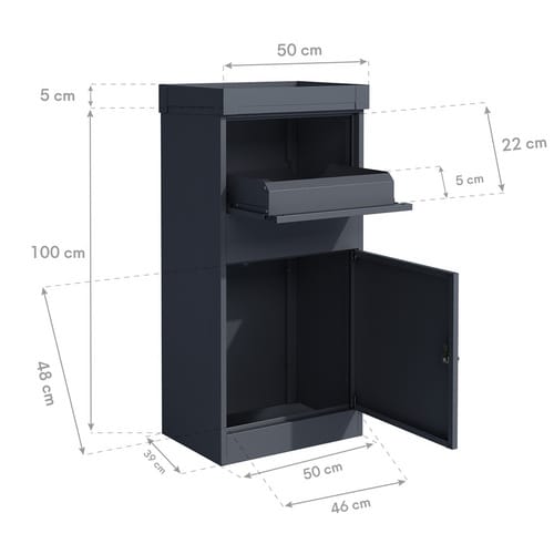 Stahl Paketbox Piet Anthrazit 50x37x105 cm - Westmann