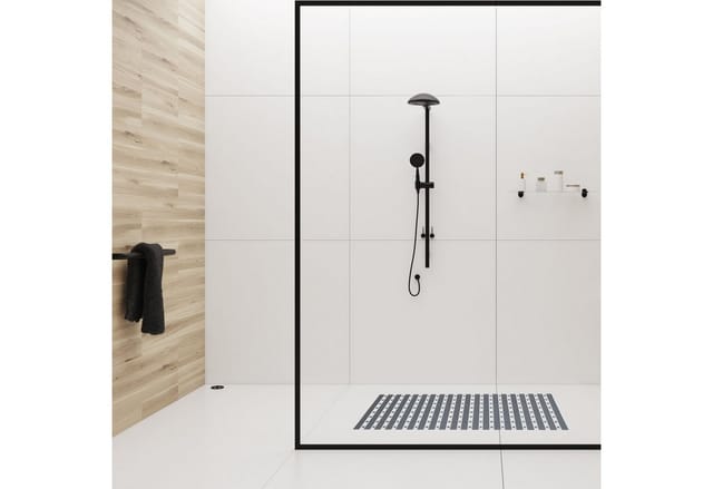 Relaxdays Antirutschmatte Dusche & Badewanne, 69 x 38 cm, rutschfeste Duschmatte mit Saugnäpfen, Badematte, grau/weiß