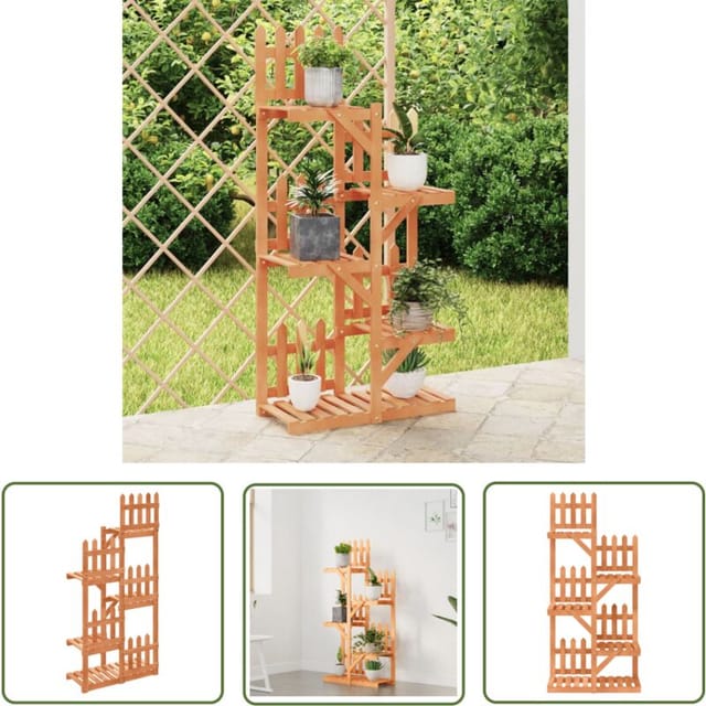 The Living Store - Blumenständer 60x25x130 cm Massivholz Tanne - Holzpflanzenständer - Tannenzapfenständer - Blumenträger - Gartendekoration