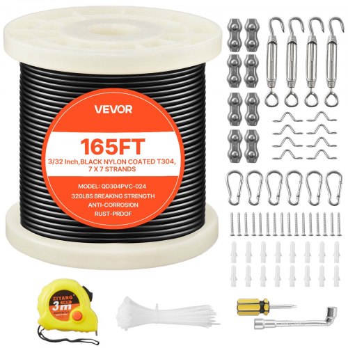 Edelstahldrahtseil Φ2,38 Mm 50,3 M Länge, Drahtseil Aus Edelstahl 304 Mit Einer Bruchlast Von 2 Kn, 7x7 Litzen, Stahlseil Für Terrassengeländer, Gartenspaliere, Lichterketten