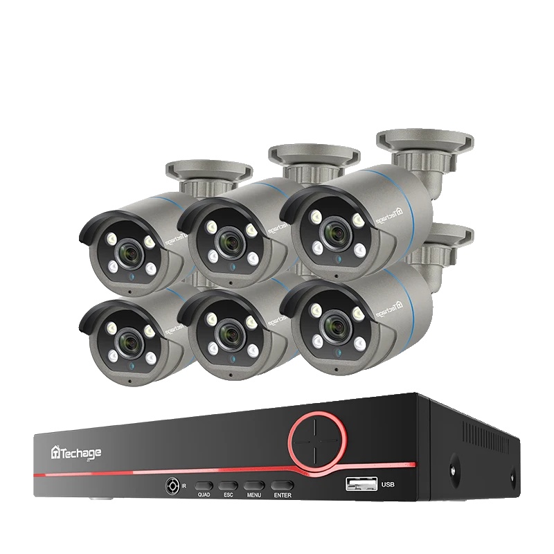 Sicherheitskamerasystem, 4-mp-auflösung, Ki-gesichtserkennung, 8-kanal-nvr Und 8 Kameras, 3 Tb (), 8-kanal-nvr Und 6 Kameras, 1 Tb