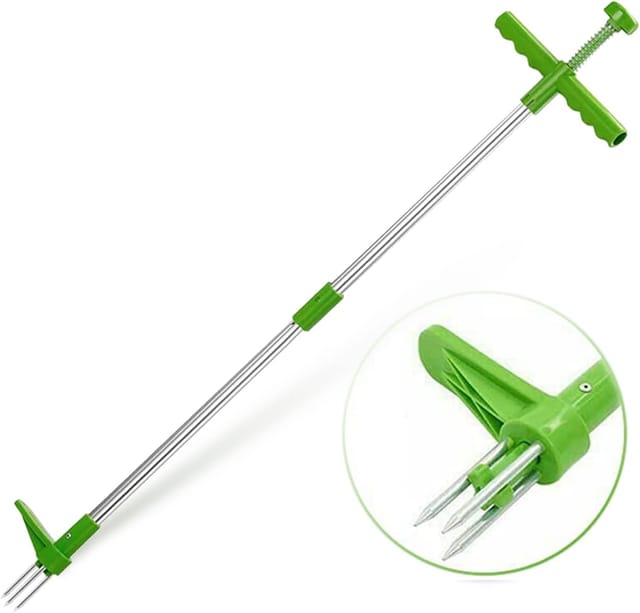 Unkrautstecher, Stehendes Handwerkzeug Zum Jäten, 99 Cm Langes Garten-unkrautwerkzeug Mit 3 Edelstahlkrallen, Robustem Fußpedal Und Tonabnehmer Für Den Garten