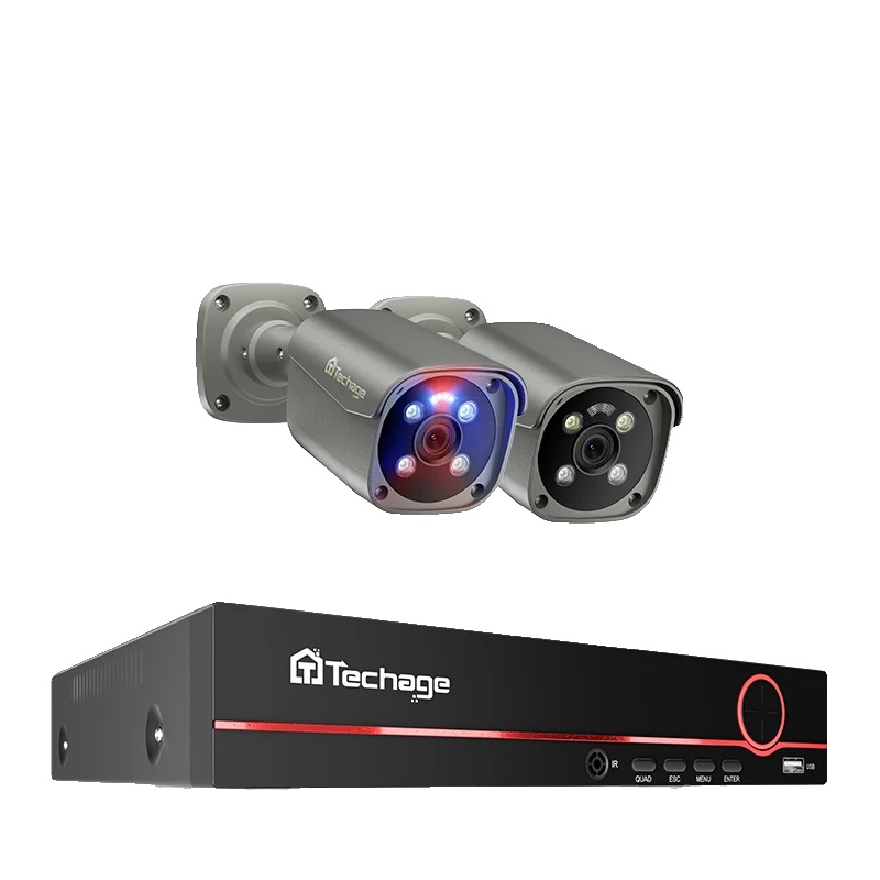 Sicherheitskamerasystem, 4k-auflösung, Zwei-wege-audio, 8-kanal-nvr, 2 Kameras (a), Ohne Kamera (b)