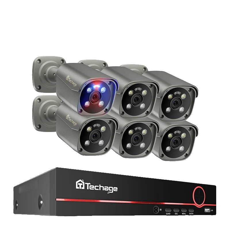 Sicherheitskamerasystem, 4k-auflösung, Zwei-wege-audio, 6 Kameras, 8-kanal-nvr, 3t (outdoor-sport) - Ein