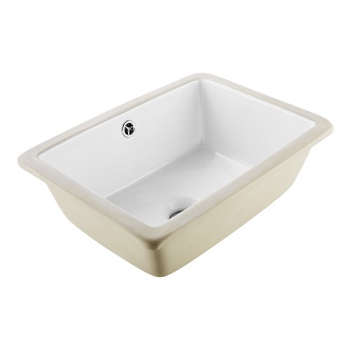 Unterbauwaschbecken Handwaschbecken 400 X 305 Mm Rechteckiges Spülbecken Aus Keramik Mit Überlaufloch, Moderne Unterbauspüle Küchenspüle Für Kleine Räume, Badezimmerwaschbecken Weiß