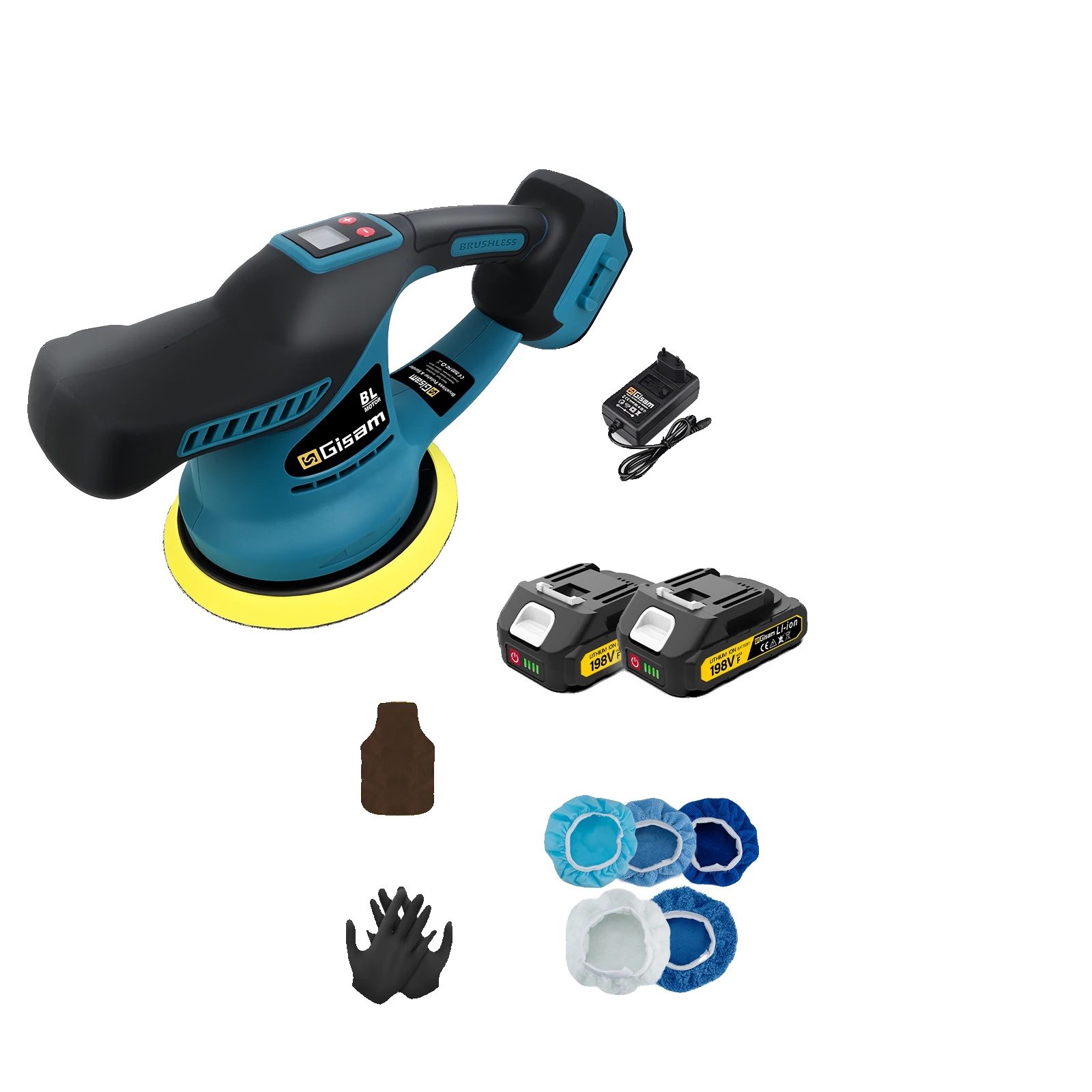 Akku-poliermaschine, 8 Geschwindigkeitsstufen, Ergonomisches Design, 2 Akkus
