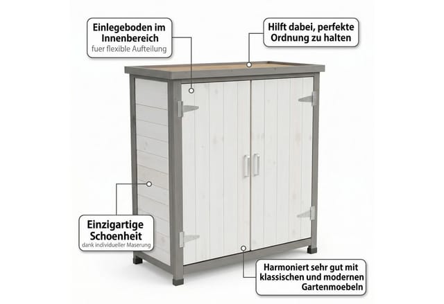 Mucola - Geräteschrank Gerätehaus Weiß Gartenschuppen Gartenschrank Aufbewahrungsschrank
