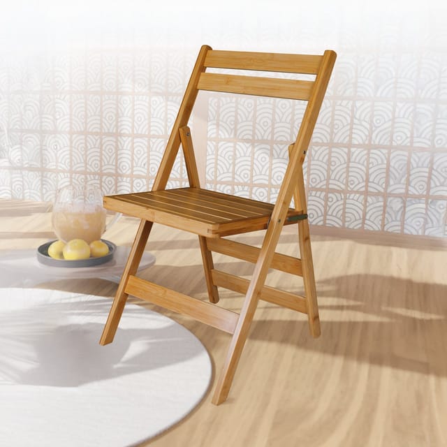 Spetebo - Bambus Klappstuhl natur - 78 x 44 cm - Küchen Stuhl klappbar aus fsc Holz - klassischer Holzstuhl für den Hausgebrauch