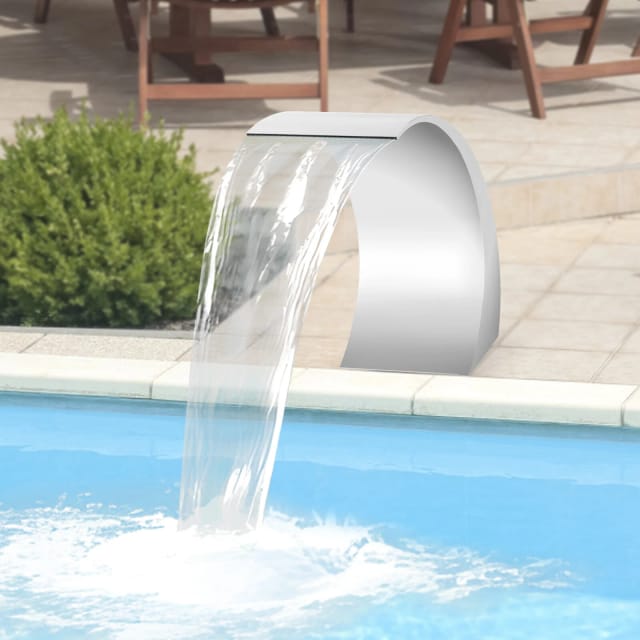 Pool Wasserfall Brunnen S-förmiger Wasserfontäne 60 30cm Edelstahl Schwimmbad Poolfontäne Gartenteich Dekoration Wasserspiel Wasserfälle