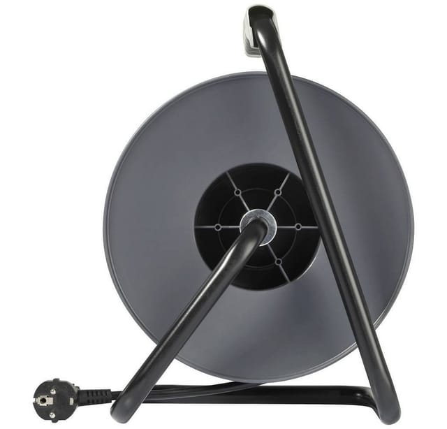 Grau - Sygonix SY-5655926 Kabeltrommel 25 m Schwarz Schutzkontakt-Stecker