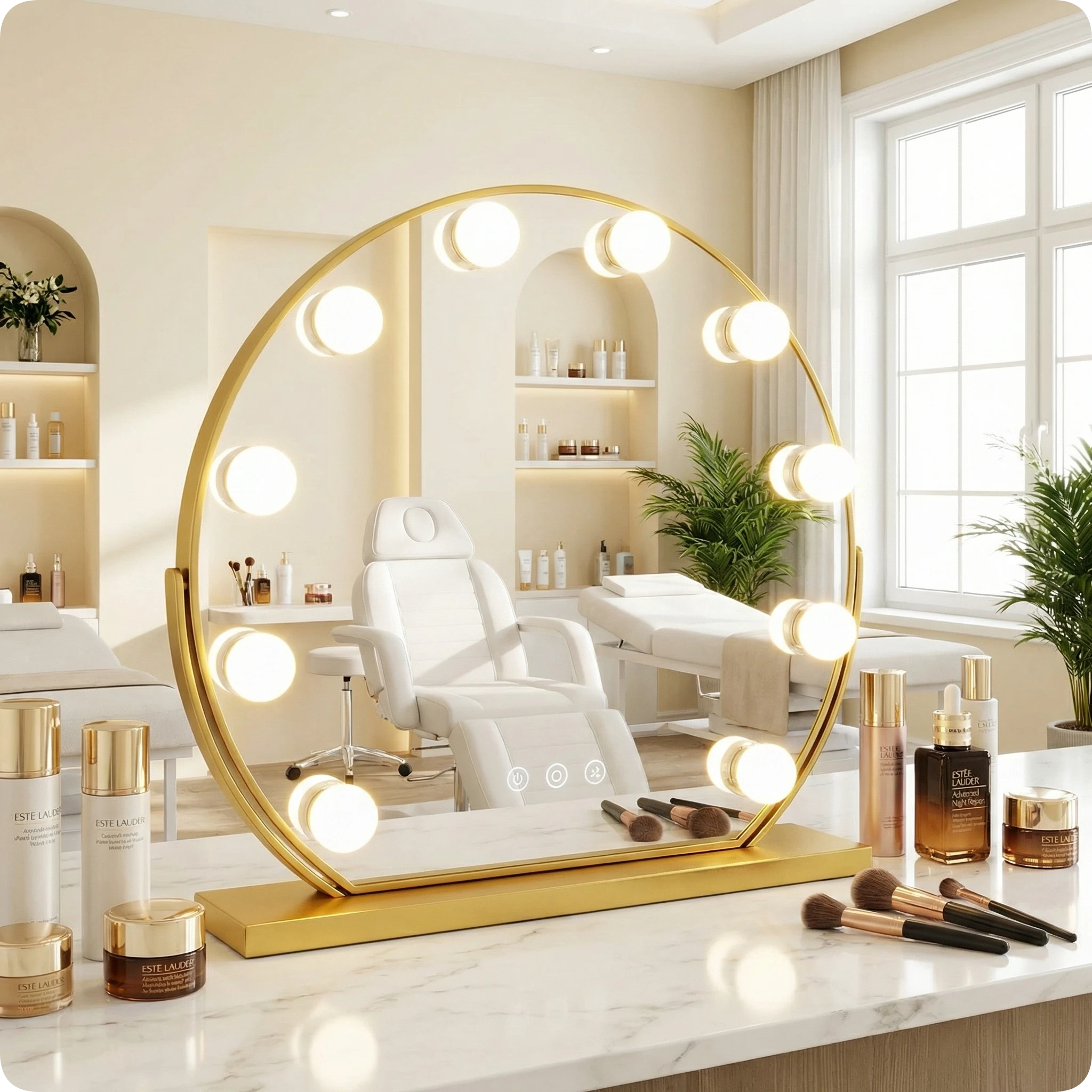 Hollywood-gold-schminkspiegel 60 Cm 10 Led-lichtfarben