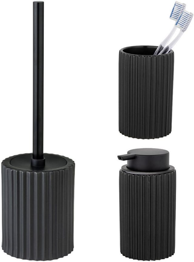 Schöner Wohnen Edelstahl WC-Garnitur Set Soliera Bürste Stiel Toilette Bad - Schwarz