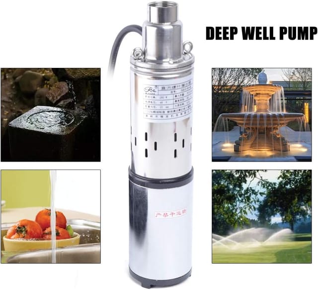 Solar Tiefbrunnenpumpe 280W, Bohrloch Solarwasserpumpe Farm Solar Tauchpumpe Edelstahl Wasser Tauchpumpe dc 48V