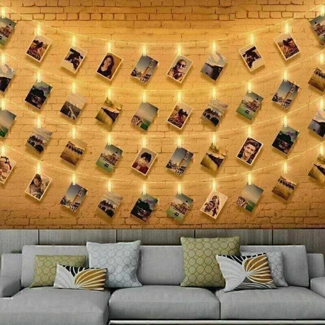 Foto-Lichtgirlande – 6 m, 40 LEDs, LED-Girlande für Innenräume, Schlafzimmer, batteriebetrieben – Fotowand – Fotowand für Foto-Memos, Party,
