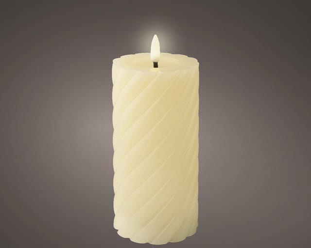 Kaemingk LED Kerze Wachs indoor creme Ø 7,5 x 17,3 cm