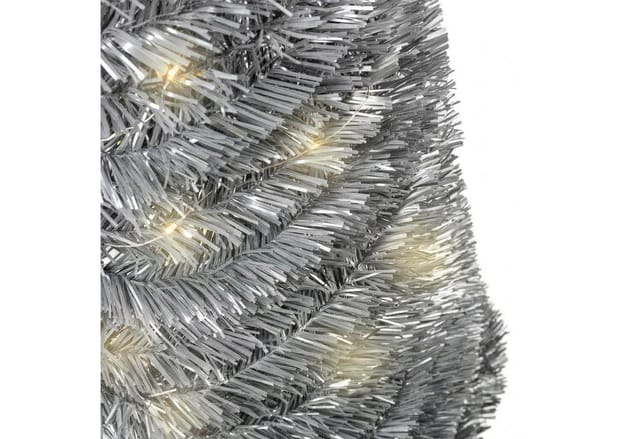 Spiral Weihnachtsbaum 150 cm mit 120 led und Stern Spitze - silber - Künstlicher Tannenbaum warm weiß beleuchtet für Außen und Innen