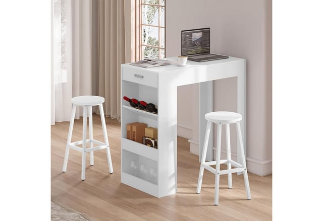 Klihome Barhocker 2er Set, Barstühle Küchenstühle, Rund Tresenhocker Mit Fußstütze, Küchenhocker Mit Metallgestell, Bis 150 Kg Belastbar, Für Bar Kücheninsel Esszimmer, Helle Eiche